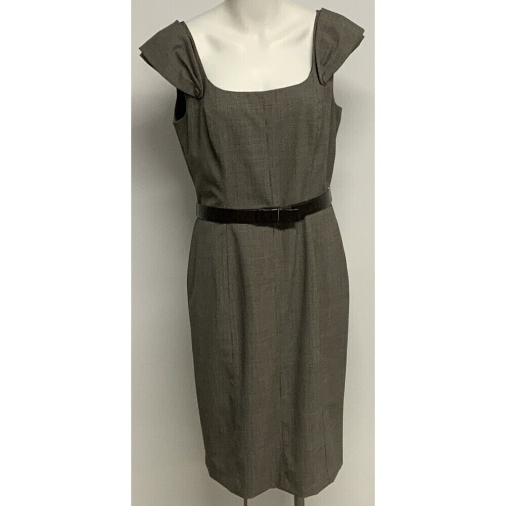 Tahari Arthur S. Levine Dress Sleeveless Belt Brown Size 10